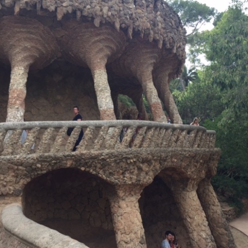 At Park Guell, the colonnaded walkway