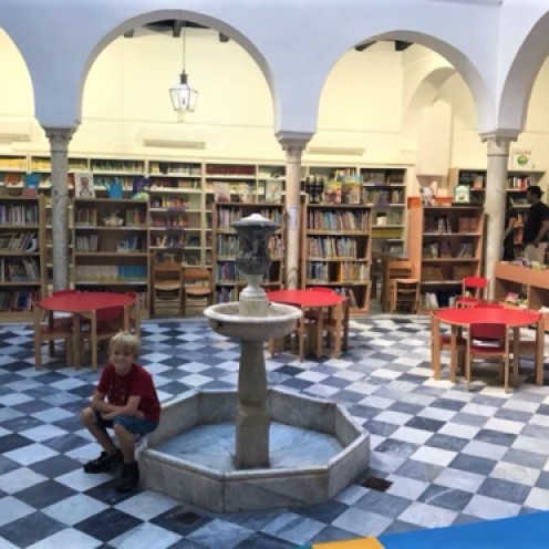 Benji's new library, in the courtyard of the main building